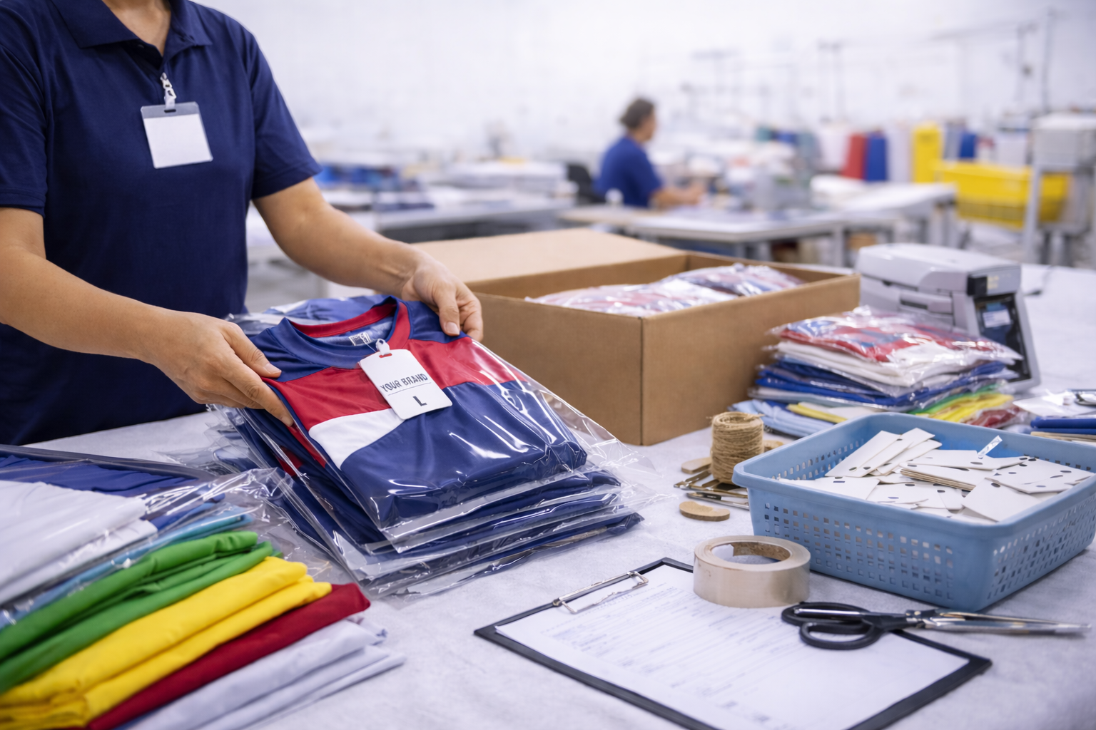 Garment tagging and packaging process for export orders