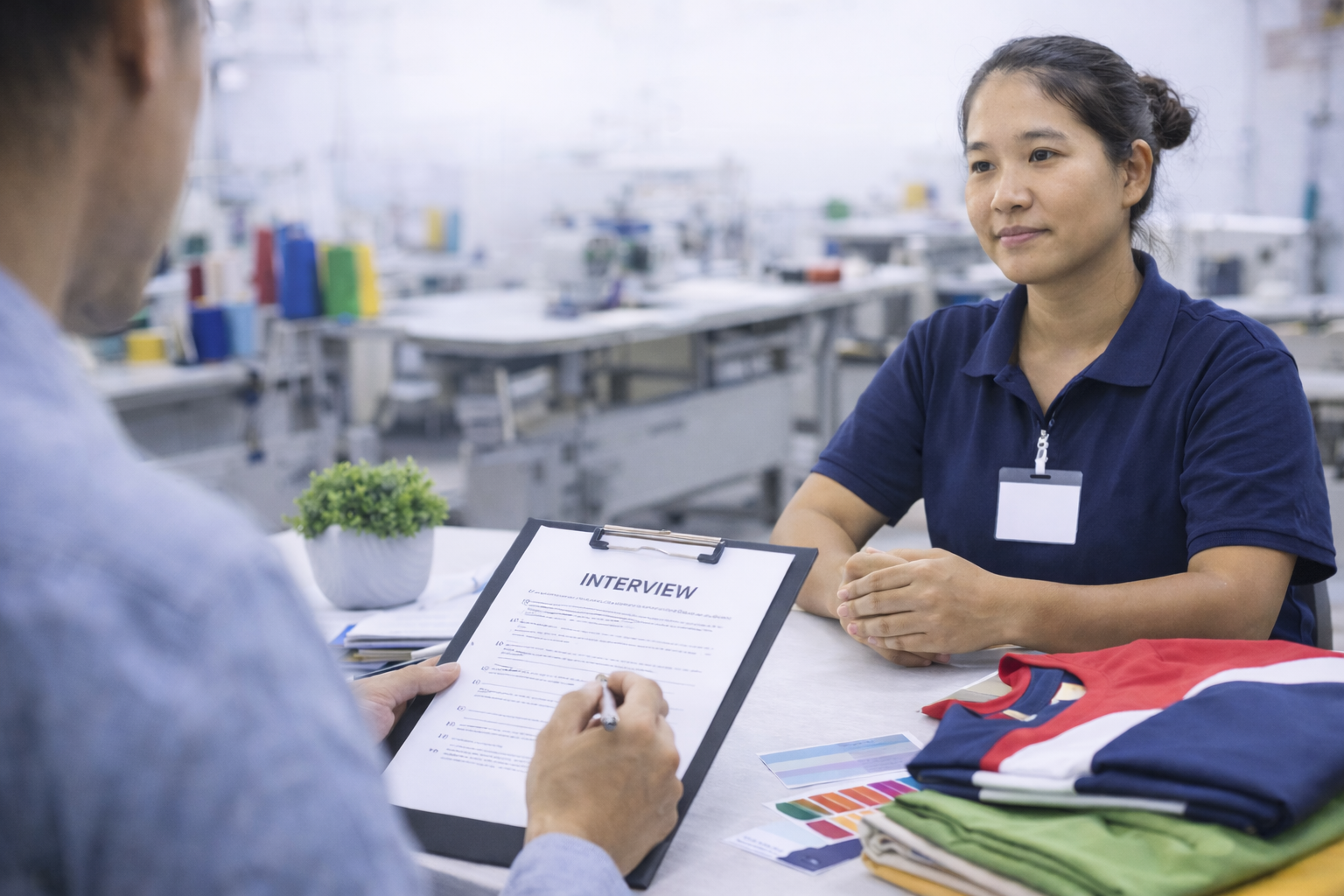 Human resources and team coordination in garment manufacturing facility