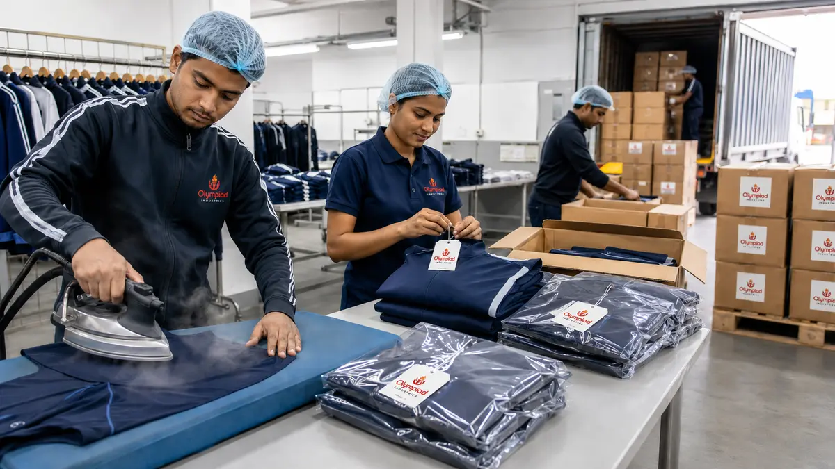 Olympiad Industries tagging packing and apparel preparation for shipment